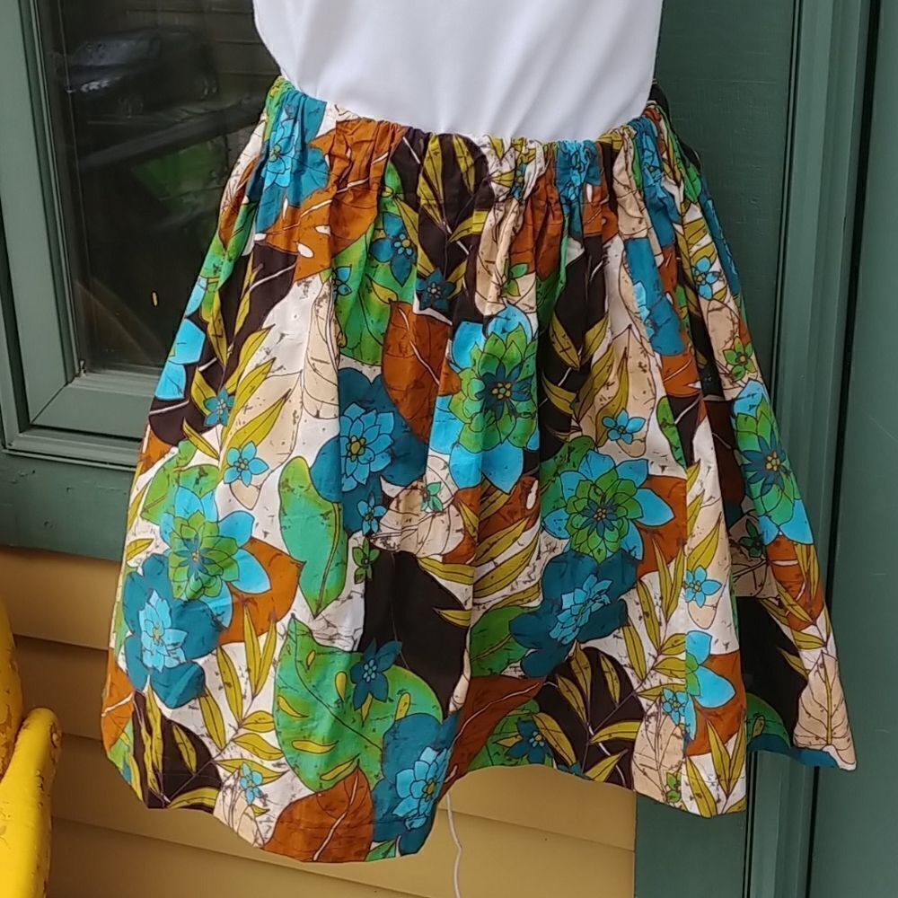 Vintage Handmade Batik Tiki Circle Midi Skirt